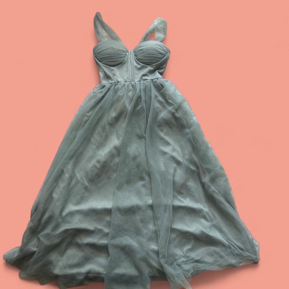 Selfie leslie sage green tulle dress
